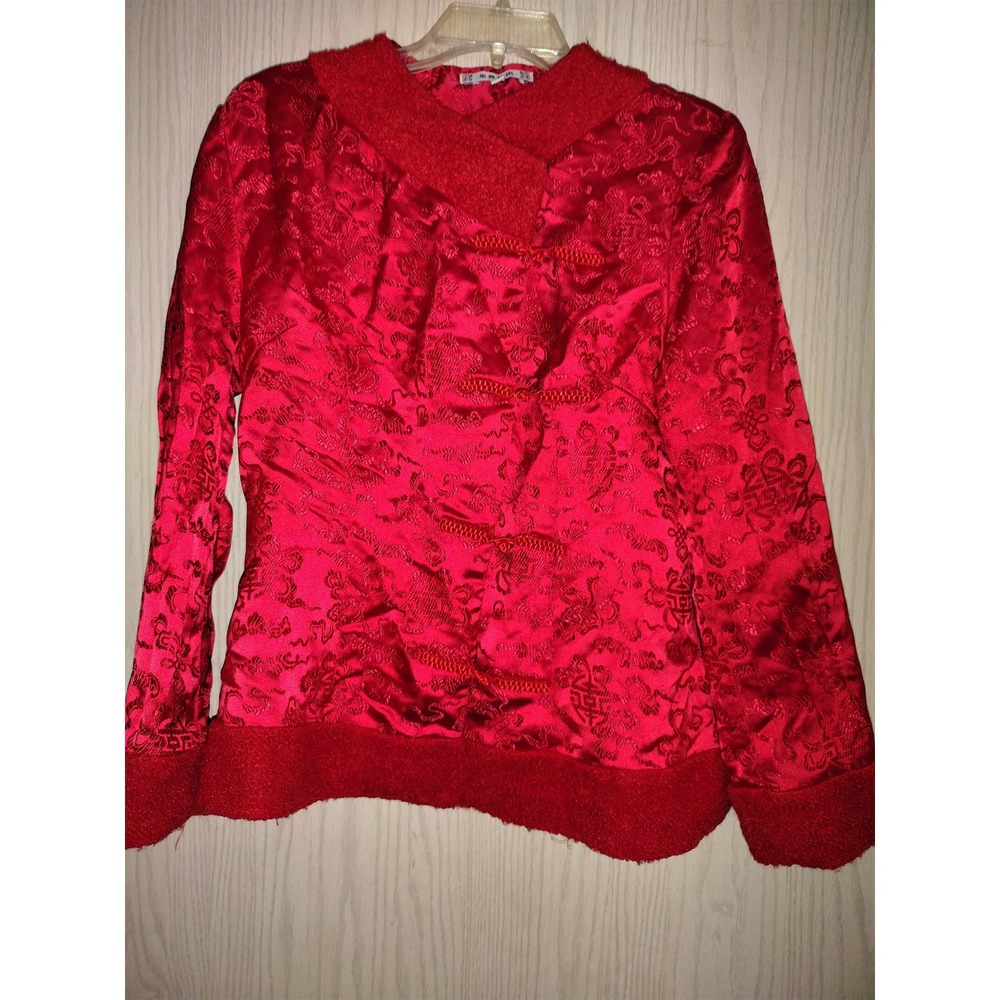 Vintage Chinese Jacket Red Satin Large